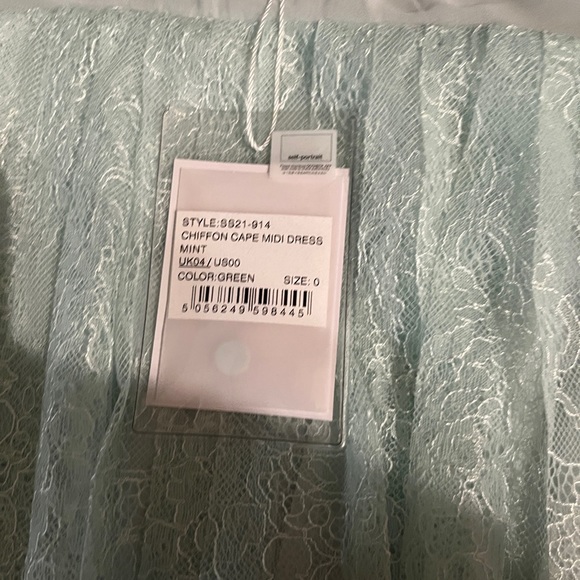 NWT Mint Green Self Portrait Chiffon Cape Dress - Picture 5 of 7